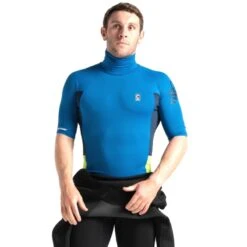 C-Skins Mens High Collar Rash Vest Blue - Medium