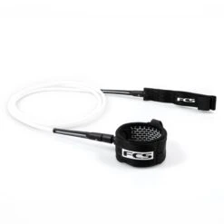 FCS Essential Surfboard Comp Leash 5ft White Black