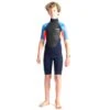 C-Skins Element 3/2mm Junior Shorty Wetsuit Slate Navy Flo Red - JL -Sports Surfing Shop cel32shjsnfrbltdfront 88298