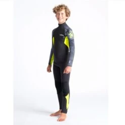 C-Skins Element 3/2mm Junior Wetsuit Anthracite Yellow Black - J2XL -Sports Surfing Shop cel32stjanyebktdquarter1 55459