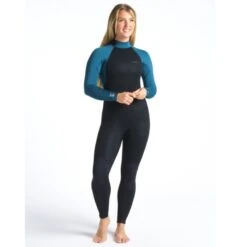 C-Skins Surflite 5/4/3mm Womens Wetsuit Back Zip Black Blue Marine - UK 10