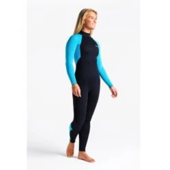 C-Skins Surflite 3/2mm Womens Wetsuit Back Zip Raven Cyan - UK 8 -Sports Surfing Shop womens surflite 3x2 gbs stmr cyan azure qtr3 80901