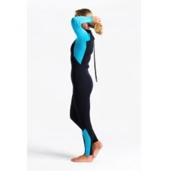 C-Skins Surflite 3/2mm Womens Wetsuit Back Zip Raven Cyan - UK 8 -Sports Surfing Shop womens surflite 3x2 gbs stmr cyan azure side 97808